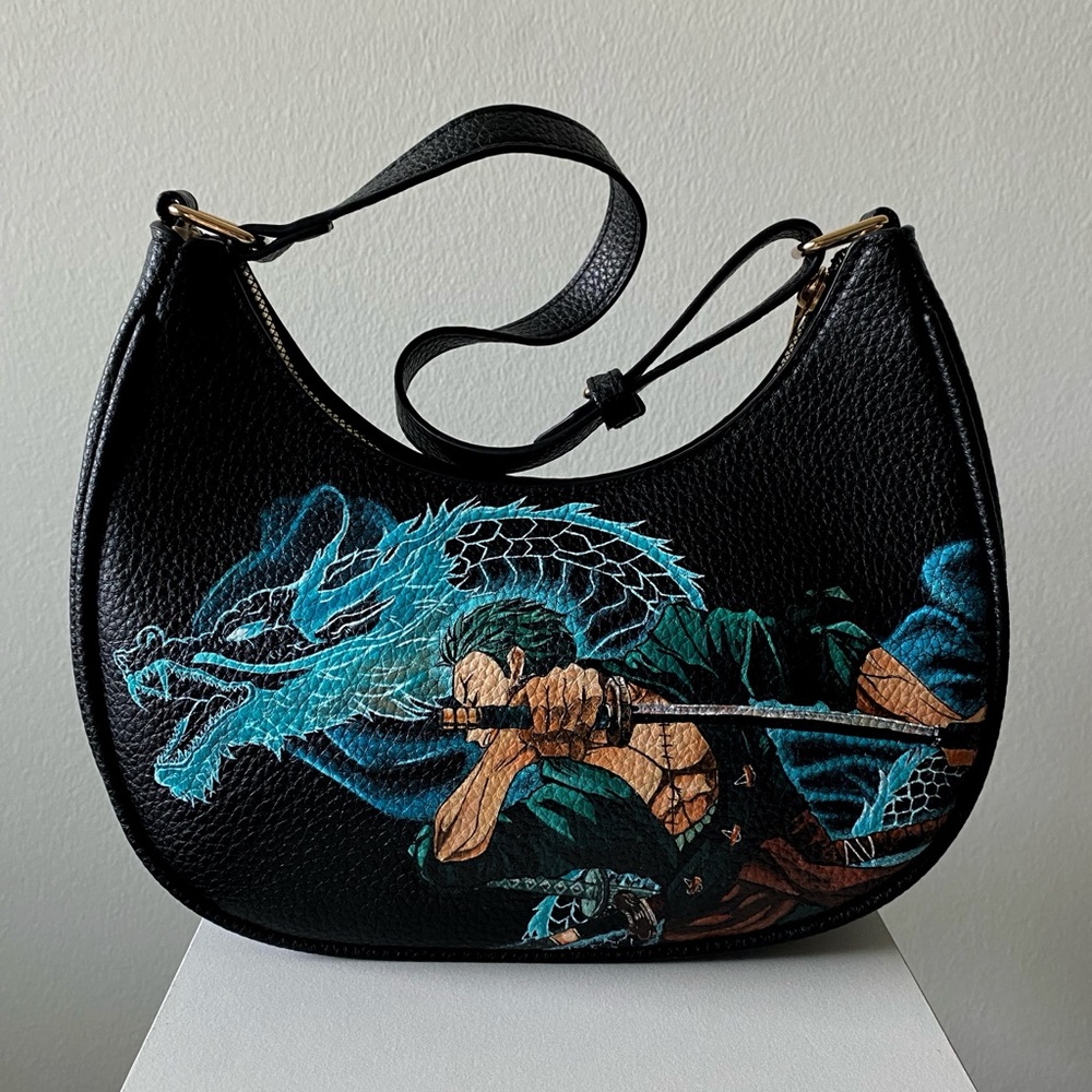 Hand-Painted Zoro Vegan Leather Bag | One Piece Anime Art | Unique Gift